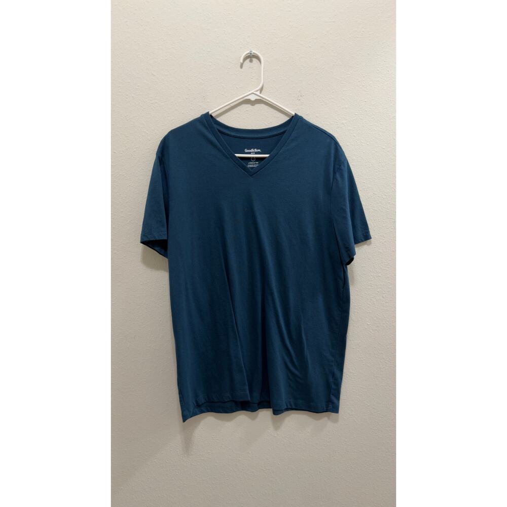 Goodfellow & Co. Men's Lyndale V-Neck T-Shirt 2-Pack Size Large Blue/Burgundy - Picture 2 of 8
